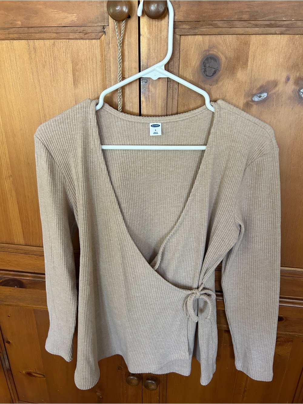 Old Navy Ribbed Wrap Sweater in Tan